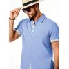 imageJMIERR Mens Linen Shirts Short Sleeve Summer Button Down Casual Beach Hawaiian Shirt with PocketSky Blue