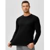 imageJMIERR Mens Long Sleeve Muscle T Shirts Casual Crewneck Knitted Longline Textured Tee Shirts for Gym WorkoutBlack