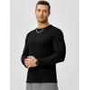 imageJMIERR Mens Long Sleeve Muscle T Shirts Casual Crewneck Knitted Longline Textured Tee Shirts for Gym WorkoutBlack