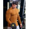 imageJMIERR Mens Long Sleeve Muscle T Shirts Casual Crewneck Knitted Longline Textured Tee Shirts for Gym WorkoutKhaki