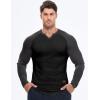imageJMIERR Mens Long Sleeve Muscle T Shirts Casual VNeck Longline Ribbed Tee ShirtsT Black  Grey