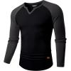 imageJMIERR Mens Long Sleeve Muscle T Shirts Casual VNeck Longline Ribbed Tee ShirtsT Black  Grey