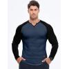 imageJMIERR Mens Long Sleeve Muscle T Shirts Casual VNeck Longline Ribbed Tee ShirtsT Blue  Black
