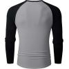 imageJMIERR Mens Long Sleeve Muscle T Shirts Casual VNeck Longline Ribbed Tee ShirtsT Grey  Black