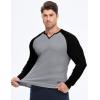 imageJMIERR Mens Long Sleeve Muscle T Shirts Casual VNeck Longline Ribbed Tee ShirtsT Grey  Black