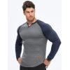 imageJMIERR Mens Long Sleeve Muscle T Shirts Casual VNeck Longline Ribbed Tee ShirtsT Grey  Blue
