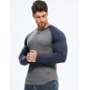 imageJMIERR Mens Long Sleeve Muscle T Shirts Casual VNeck Longline Ribbed Tee ShirtsT Grey  Blue