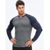 imageJMIERR Mens Long Sleeve Muscle T Shirts Casual VNeck Longline Ribbed Tee ShirtsT Grey  Blue