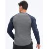 imageJMIERR Mens Long Sleeve Muscle T Shirts Casual VNeck Longline Ribbed Tee ShirtsT Grey  Blue