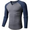 imageJMIERR Mens Long Sleeve Muscle T Shirts Casual VNeck Longline Ribbed Tee ShirtsT Grey  Blue