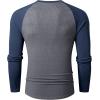 imageJMIERR Mens Long Sleeve Muscle T Shirts Casual VNeck Longline Ribbed Tee ShirtsT Grey  Blue