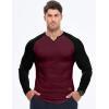 imageJMIERR Mens Long Sleeve Muscle T Shirts Casual VNeck Longline Ribbed Tee ShirtsT Red  Black
