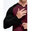 imageJMIERR Mens Long Sleeve Muscle T Shirts Casual VNeck Longline Ribbed Tee ShirtsT Red  Black