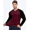 imageJMIERR Mens Long Sleeve Muscle T Shirts Casual VNeck Longline Ribbed Tee ShirtsT Red  Black