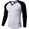 imageJMIERR Mens Long Sleeve Muscle T Shirts Casual VNeck Longline Ribbed Tee ShirtsT White  Black