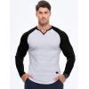 imageJMIERR Mens Long Sleeve Muscle T Shirts Casual VNeck Longline Ribbed Tee ShirtsT White  Black