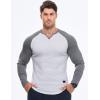 imageJMIERR Mens Long Sleeve Muscle T Shirts Casual VNeck Longline Ribbed Tee ShirtsT White  Grey