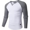 imageJMIERR Mens Long Sleeve Muscle T Shirts Casual VNeck Longline Ribbed Tee ShirtsT White  Grey
