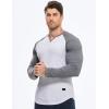 imageJMIERR Mens Long Sleeve Muscle T Shirts Casual VNeck Longline Ribbed Tee ShirtsT White  Grey