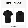 imageJMIERR Mens Muscle Fit Dress Shirts Summer Casual Button Down Short Sleeve High Stretch WrinkleFree Shirt1 Black