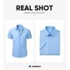 imageJMIERR Mens Muscle Fit Dress Shirts Summer Casual Button Down Short Sleeve High Stretch WrinkleFree ShirtA Blue
