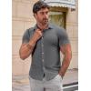 imageJMIERR Mens Muscle Fit Dress Shirts Summer Casual Button Down Short Sleeve High Stretch WrinkleFree ShirtA Light Grey