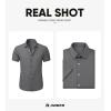 imageJMIERR Mens Muscle Fit Dress Shirts Summer Casual Button Down Short Sleeve High Stretch WrinkleFree ShirtA Light Grey