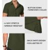 imageJMIERR Mens Muscle Fit Dress Shirts Summer Casual Button Down Short Sleeve High Stretch WrinkleFree ShirtB Green