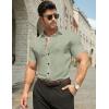 imageJMIERR Mens Muscle Fit Dress Shirts Summer Casual Button Down Short Sleeve High Stretch WrinkleFree ShirtC Light Green