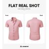 imageJMIERR Mens Muscle Fit Dress Shirts Summer Casual Button Down Short Sleeve High Stretch WrinkleFree ShirtC Pink