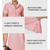 imageJMIERR Mens Muscle Fit Dress Shirts Summer Casual Button Down Short Sleeve High Stretch WrinkleFree ShirtC Pink