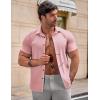 imageJMIERR Mens Muscle Fit Dress Shirts Summer Casual Button Down Short Sleeve High Stretch WrinkleFree ShirtC Pink