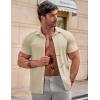 imageJMIERR Mens Muscle Fit Dress Shirts Summer Casual Button Down Short Sleeve High Stretch WrinkleFree ShirtD Beige
