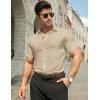 imageJMIERR Mens Muscle Fit Dress Shirts Summer Casual Button Down Short Sleeve High Stretch WrinkleFree ShirtD Beige