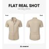 imageJMIERR Mens Muscle Fit Dress Shirts Summer Casual Button Down Short Sleeve High Stretch WrinkleFree ShirtD Beige