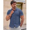 imageJMIERR Mens Muscle Fit Dress Shirts Summer Casual Button Down Short Sleeve High Stretch WrinkleFree ShirtD Blue