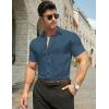 imageJMIERR Mens Muscle Fit Dress Shirts Summer Casual Button Down Short Sleeve High Stretch WrinkleFree ShirtE Blue 2