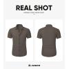 imageJMIERR Mens Muscle Fit Dress Shirts Summer Casual Button Down Short Sleeve High Stretch WrinkleFree ShirtE Brown