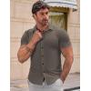 imageJMIERR Mens Muscle Fit Dress Shirts Summer Casual Button Down Short Sleeve High Stretch WrinkleFree ShirtE Brown