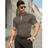imageJMIERR Mens Muscle Fit Dress Shirts Summer Casual Button Down Short Sleeve High Stretch WrinkleFree ShirtE Brown