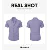imageJMIERR Mens Muscle Fit Dress Shirts Summer Casual Button Down Short Sleeve High Stretch WrinkleFree ShirtE Purple