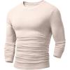 imageJMIERR Mens Muscle Slim Fitted Lightweight T Shirts Ribbed AntiWrinkle Crewneck Gym Workout Long SleeveA Beige