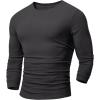 imageJMIERR Mens Muscle Slim Fitted Lightweight T Shirts Ribbed AntiWrinkle Crewneck Gym Workout Long SleeveA Grey