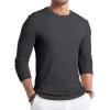 imageJMIERR Mens Muscle Slim Fitted Lightweight T Shirts Ribbed AntiWrinkle Crewneck Gym Workout Long SleeveA Grey