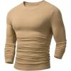 imageJMIERR Mens Muscle Slim Fitted Lightweight T Shirts Ribbed AntiWrinkle Crewneck Gym Workout Long SleeveB Brown