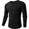 imageJMIERR Mens Muscle Slim Henley Shirt Button VNeck Long Sleeve Gym Workout Athletic T ShirtsBlack
