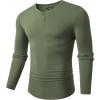 imageJMIERR Mens Muscle Slim Henley Shirt Button VNeck Long Sleeve Gym Workout Athletic T ShirtsGreen