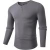 imageJMIERR Mens Muscle Slim Henley Shirt Button VNeck Long Sleeve Gym Workout Athletic T ShirtsGrey