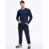 imageJMIERR Mens Muscle Slim Henley Shirt Button VNeck Long Sleeve Gym Workout Athletic T ShirtsNavy Blue
