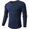 imageJMIERR Mens Muscle Slim Henley Shirt Button VNeck Long Sleeve Gym Workout Athletic T ShirtsNavy Blue